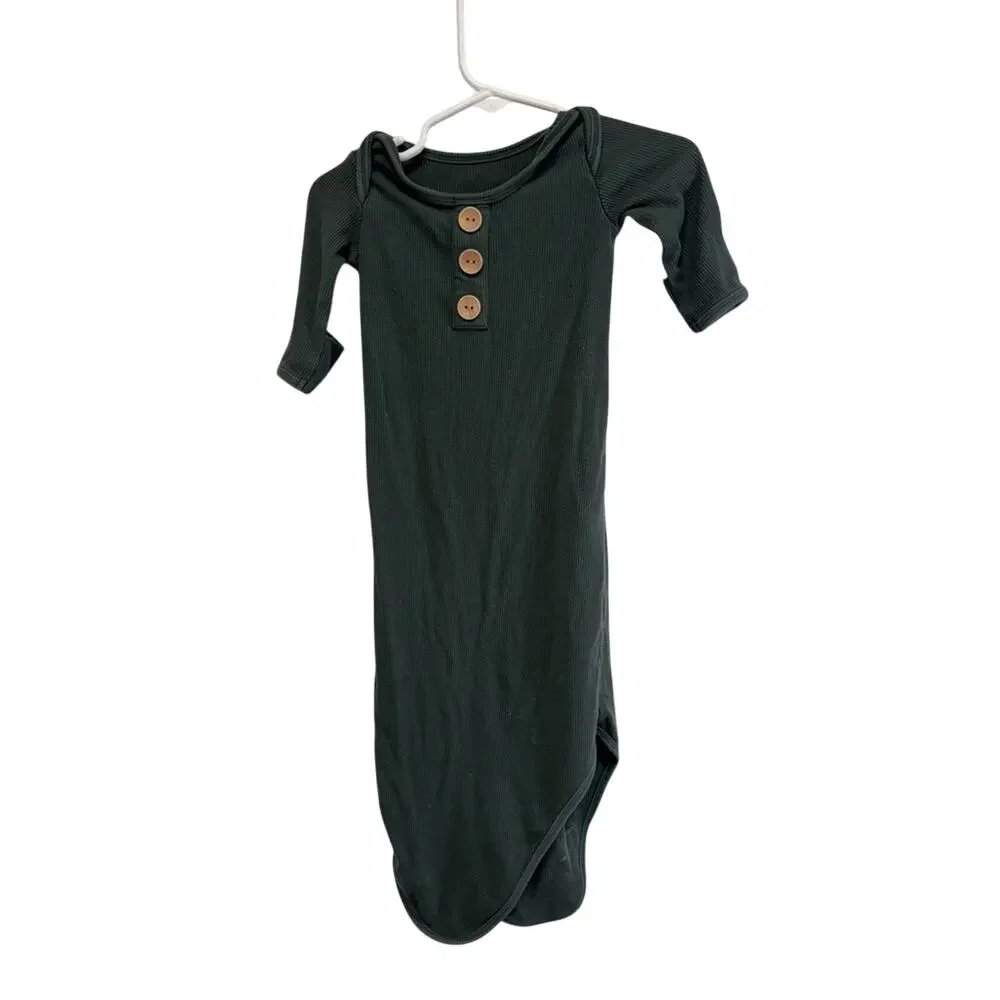 Caden Lane Forest Green Ribbed Knotted Gown Size 0-3 Months